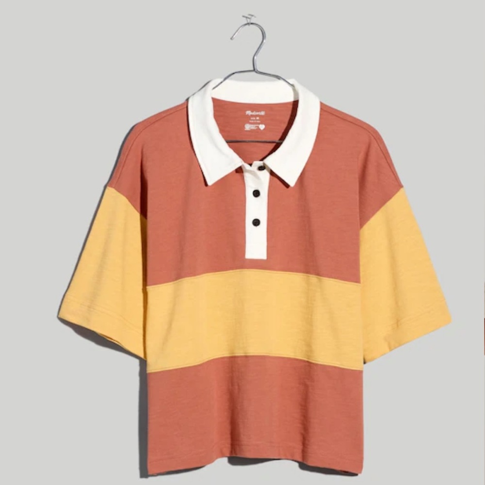 Madewell Oversized Polo Shirt, dried rose